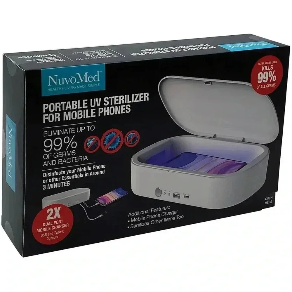 NIB NuvoMed Portable Cell Phone UV Sterilizer NEW